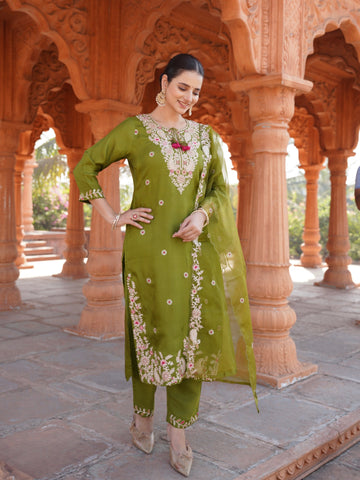 Charming Olive Ready to Wear Dress Geetha Creation